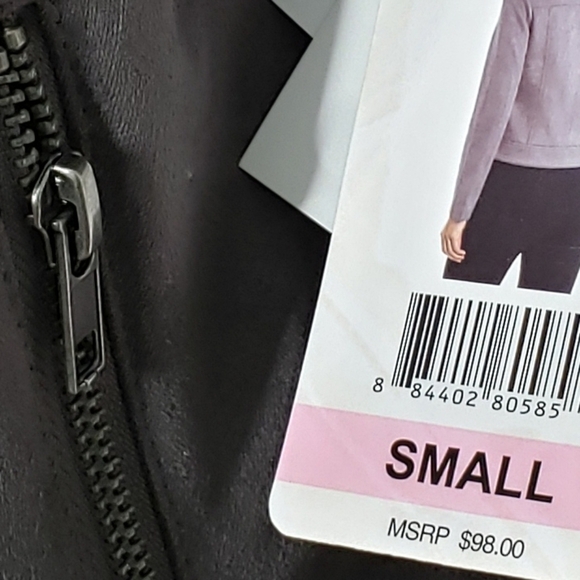 NEW Philosophy Faux Suede Leather Moto Jacket Small Crop Heavy Coat Summer Fall - Picture 10 of 16